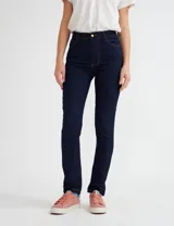 Jean chupín de tiro alto color azul oscuro.