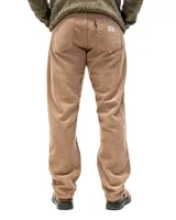 Pantalón de corte clásico confeccionado en pana gruesa color beige, con diseño de cinco bolsillos y textura acanalada.