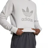 Buzo Adidas Adicolor Classics Trifolio gris con logo grande en el frente.