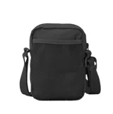 Morral Rip Curl Everyday Mini X Body de color negro, confeccionado en poliamida, con diseño compacto, correa ajustable para el hombro, bolsillos frontales con cierre y detalle de aplique metálico circular en la parte inferior.