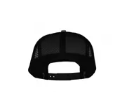 Gorro gris con visera y paneles frontales rígidos, paneles traseros de malla negra y parche frontal con logo de Santa Cruz y calaveras.