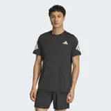 Remera deportiva Adidas de manga corta, color negro con detalles de las tres bandas características en color blanco en las mangas y logo reflectante en el pecho. Confeccionada con tecnología Climacool para mayor transpirabilidad.