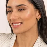 Aros de plata 925 bañada en oro 18k con piedra rectangular de prasiolita.