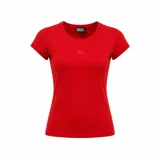 Remera Diesel de manga corta con cuello redondo y calce entallado. Presenta un diseño minimalista con el logo de la marca sutilmente aplicado en el centro del pecho.