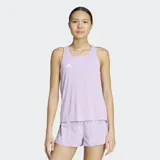 Musculosa deportiva Adidas de running, color lila, con cuello redondo, espalda deportiva y tecnología AEROREADY para mayor transpirabilidad.