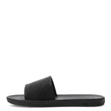 Sandalias Rider Street Slide negras con logo blanco en la tira.
