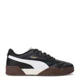 Championes urbanos Puma modelo Tifosi, color negro con detalles en blanco y suela de goma color marrón. Presentan diseño acolchado en la puntera y logo de la marca en dorado.