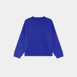 Sweater de punto azul Klein, con cuello redondo y diseño de corte cuadrado y ligeramente corto. Cuenta con el logotipo de la marca tejido en jacquard en el frente.
