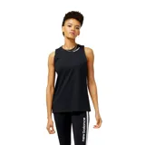 Musculosa deportiva New Balance Relentless Heathertech negra con logo en el cuello.