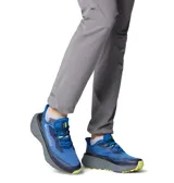 Championes de trail running Columbia Konos Trillium Atr Techlite, color azul con suela gris y detalles en amarillo. Incorpora tecnologías Omni-MAX, Techlite+ y Adapt Trax para mayor amortiguación, estabilidad y tracción en terrenos difíciles.