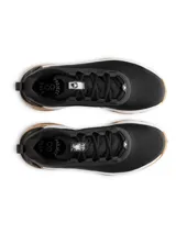 Championes de entrenamiento Under Armour Project Rock 8, color negro con entresuela blanca y suela de goma color caramelo. Presentan una parte superior de malla técnica con detalles en gamuza, lengüeta de neopreno perforada y contrafuerte externo en el talón para mayor estabilidad. Incorporan tecnología de amortiguación UA HOVR y suela UA TriBase para maximizar el contacto con el suelo y brindar flexibilidad.