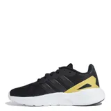 Championes Adidas Nebzed Cloudfoam Lifestyle Running para mujer, color negro con entresuela blanca y detalle dorado en el talón. Confeccionados en malla textil transpirable, cordones negros y suela con tecnología Cloudfoam.