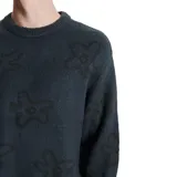 Suéter negro de mezcla Mohair con motivo floral en tonos oscuros y corte ligeramente oversize.