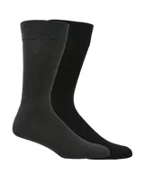 Pack de dos pares de medias de largo medio marca Hush Puppies, una en color gris oscuro melange y otra en color negro, con planta acolchada y puño suave.