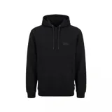 Buzo con capucha Vans Core Basic Pullover, de color negro, con bolsillo tipo canguro y parche con logo de la marca en el pecho.