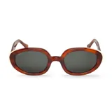 Lentes de sol Mr Boho modelo Solarte Manifiesto, con armazón ovalado carey y detalles en blanco en los laterales. Lentes oscuros.