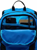 Mochila Columbia Triple Canyon de 24 litros color azul, con detalles en negro, bolsillos laterales de red y tirantes acolchados y transpirables.