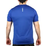 Remera deportiva de manga corta, color azul eléctrico, con cuello redondo y logo de Diadora en blanco en el pecho.