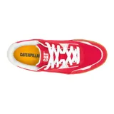 Zapatillas Caterpillar Pause Retro Canvas, color rojo con detalles en blanco y suela color caramelo.