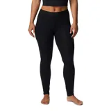 Calza térmica deportiva Columbia Midweight Stretch Omni-Heat de color negro, con ajuste de compresión, cintura elástica y costuras planas.