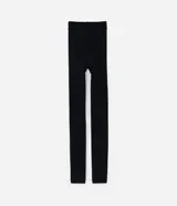 Media legging de fleece color negro, sin estampa y con pie abierto.