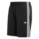 Short deportivo Adidas Originals Firebird de color negro, con cintura elástica, bolsillos laterales con cierre y las clásicas tres tiras blancas a los lados. Cuenta con el logo del trifolio bordado en una pierna.