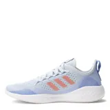 Championes de running Adidas modelo Fluidflow 2.0, con exterior de tejido textil transpirable en tonos celestes y detalles en naranja. Presenta mediasuela acolchada para mayor amortiguación y cierre con cordones.