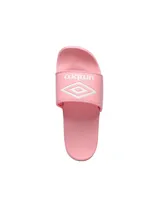 Ojotas Umbro Profoam Lady negras con logo blanco en la tira.