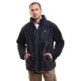 Canguro de sherpa con cierre frontal completo, cuello alto y diseño estampado. Cuenta con bolsillos laterales y un bolsillo frontal con cierre en el pecho. Confeccionado en tejido térmico de textura gruesa.