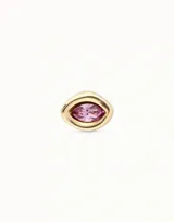 Aro piercing plateado con forma de ojo y cristal Swarovski color zafiro claro.
