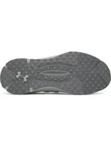 Championes Under Armour modelo Phantom X, de diseño futurista en color gris claro. Presentan una parte superior de tejido transpirable, estructura de TPU en el mediopié para mayor soporte y una entresuela con amortiguación de espuma supercrítica. Incluyen suela de goma con textura de tacos para mayor tracción.