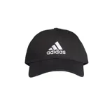 Gorra de béisbol Adidas negra con logo blanco bordado en el frente.