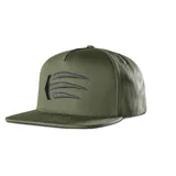 Gorra de béisbol color verde militar con visera plana y logo bordado en el frente.
