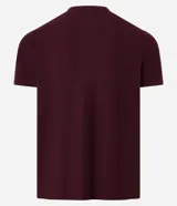 Chomba celeste de corte slim, confeccionada en tejido piquet texturizado de algodón, con cuello mao y cierre frontal parcial con botones.