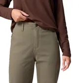 Pantalón Columbia modelo Roc Straight Leg de corte recto, color verde militar, con bolsillos laterales y trabillas para cinturón.