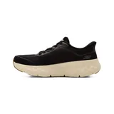 Championes deportivos Skechers Slip-ins Go Walk Max Cushioning Flex Pave, color negro con parte superior de malla técnica y entresuela gruesa en tono beige con amortiguación.