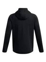 Campera deportiva con capucha Under Armour modelo Unstoppable FZ HD, en color negro. Confeccionada en tejido polar de doble punto con cierre frontal completo y bolsillos laterales con cremallera.