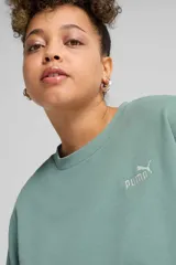 Buzo Puma Relaxed Crew de color verde militar, con cuello redondo y el logo de la marca bordado en el pecho.