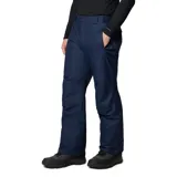 Pantalón de esquí Columbia modelo Bugaboo V, color azul marino, con tecnología impermeable y transpirable Omni-Tech y forro térmico reflectante Omni-Heat. Cuenta con cintura ajustable, bolsillos con cierre, polainas internas y refuerzos en la parte inferior de la pierna.