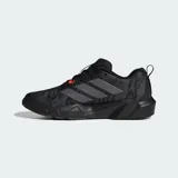 Championes de entrenamiento Adidas Rapidmove Go, color negro con detalles en gris y rojo. Presentan exterior de malla transpirable con tecnología Climacool y mediasuela Lightmotion para mayor amortiguación y estabilidad.