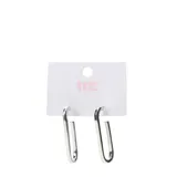 Par de aros de mujer Miss Carol, tipo argolla rectangular, color plateado.