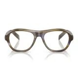 Lentes Prada modelo C12, con armazón de acetato en tonos marrón y verde militar, diseño estilo aviador y acabado brillante.