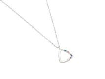Collar de plata 925 con cadena de 40cm y dije calado en forma de triángulo con circonias multicolor.
