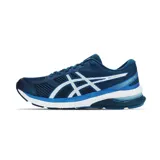 Championes de running Asics modelo Gel-Nagoya 4, color negro con detalles en blanco y gris. Presentan una estructura de malla transpirable, cordones ajustables y suela con tecnología de amortiguación.