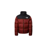Campera puffer The North Face modelo 1996 Retro Nuptse 700 Fill, en color bordó con la parte superior, cuello alto y hombros en negro. Cuenta con cierre frontal completo y logo bordado en el pecho.