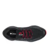 Championes de trail running Columbia modelo Konos Trillium, color negro con detalles en rojo. Presentan una entresuela de espuma Techlite+ para amortiguación reactiva, sistema Navic Fit para mayor estabilidad y suela Adapt Trax para tracción en terrenos técnicos.