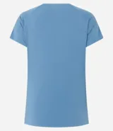 Remera deportiva de microfibra color blanco, con cuello redondo, mangas cortas y paneles laterales con textura perforada para mayor ventilación.