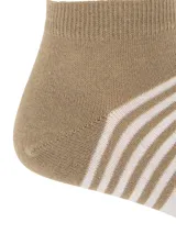 Medias de corte bajo Hush Puppies, con diseño tricolor que combina beige en el talón y tobillo, blanco en el empeine con rayas horizontales y puntera en color turquesa.