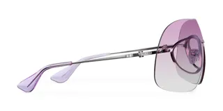 Lentes de sol Meller modelo Project 03 Pink, de diseño futurista estilo máscara envolvente con montura metálica plateada y lentes degradados en tono rosado.
