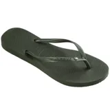 Ojotas Havaianas Slim Crystal Swarovski II color verde oscuro, con tiras finas y aplique de cristal Swarovski.